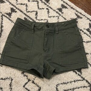 High Waist Dark Green Women's Shorts